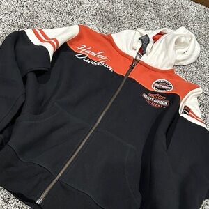 Harley-Davidson Black, Orange & White Full-Zip Hoodie